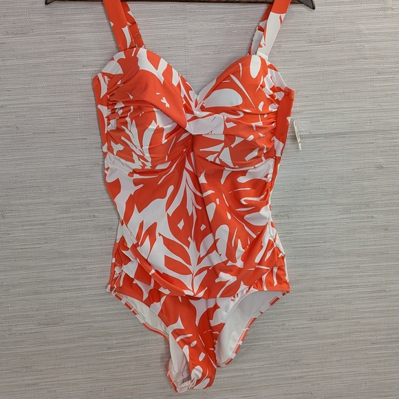 Anne Cole Other - Anne Cole Coral Palms Twist Front One Piece Ruched Swimsuit Plus Size 16W NWT